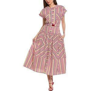 Silvia Tcherassi Womens Macarena Maxi Dress Golden Magenta Size XS- Missing Belt